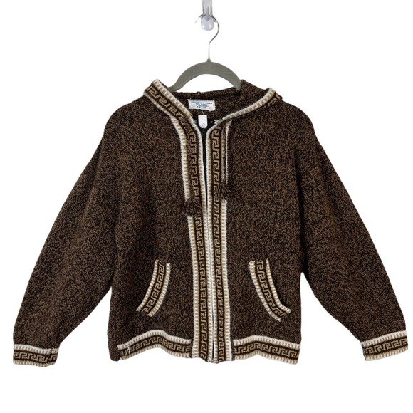 Alpaca Hoodie Cardigan Signature Imports Womens Zip Sweater Made in Bolivia SZ S - Picture 1 of 16